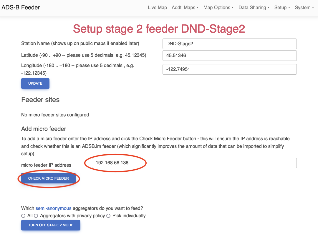 Pick a Micro Feeder to connect to